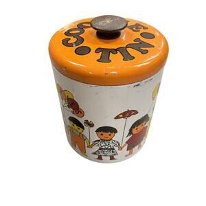 Vintage 1950s Ransburg Retro Cookie Jar Tin Canister Diversity Equality - HLBN
